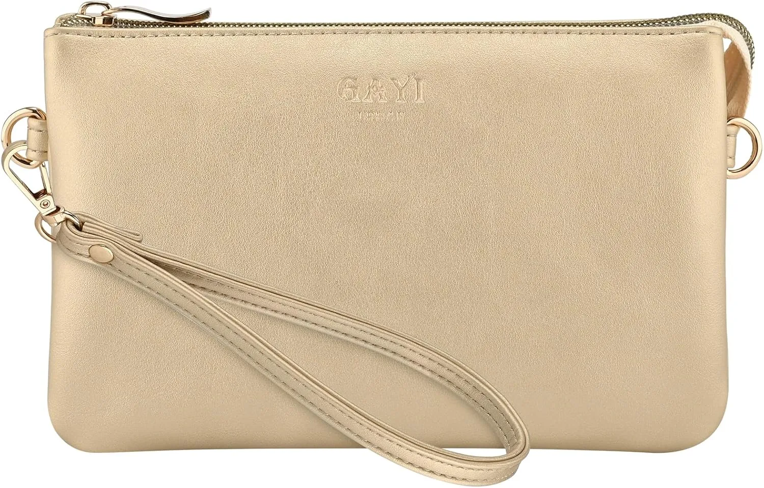 Wristlet Purses for Women, Vegan Leather Crossbody Evening Zip Clutch Bag with Strap