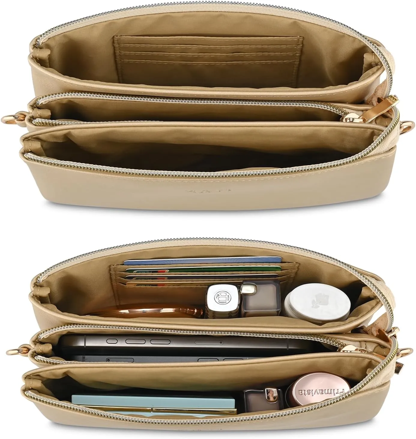 Wristlet Purses for Women, Vegan Leather Crossbody Evening Zip Clutch Bag with Strap