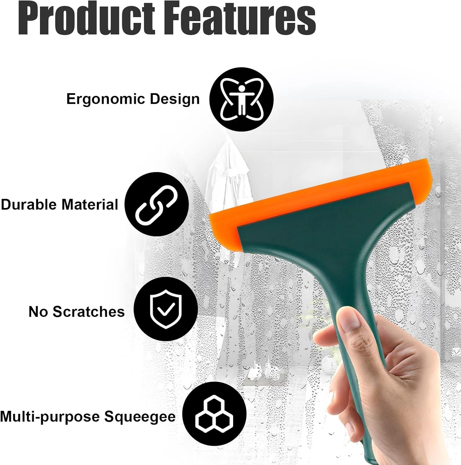 Ziciner Small Silicone Window Squeegee, Car Windshield Water Blade Squeegee, Multifunctional Auto Squeegee with 5.9 Inch Blade and Non-Slip Handle for Car Window, Home Cleaning (Dark Green-1PCS)